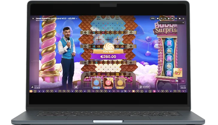 Sweet Bonanza CandyLand — интерфейс на телефоне