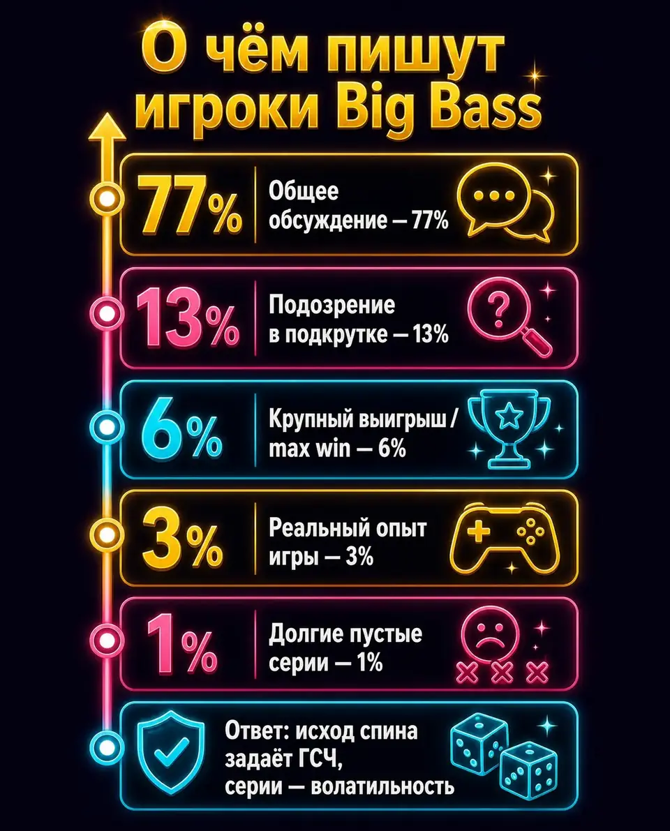 Доли тем в обсуждениях Big Bass и ответ редакции