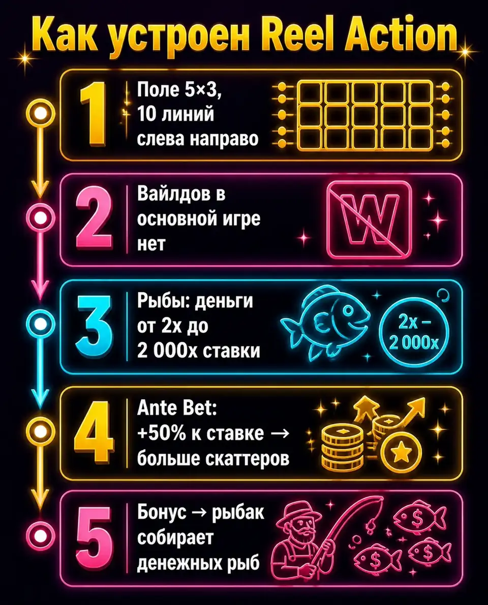 Схема механики Big Bass Bonanza – Reel Action