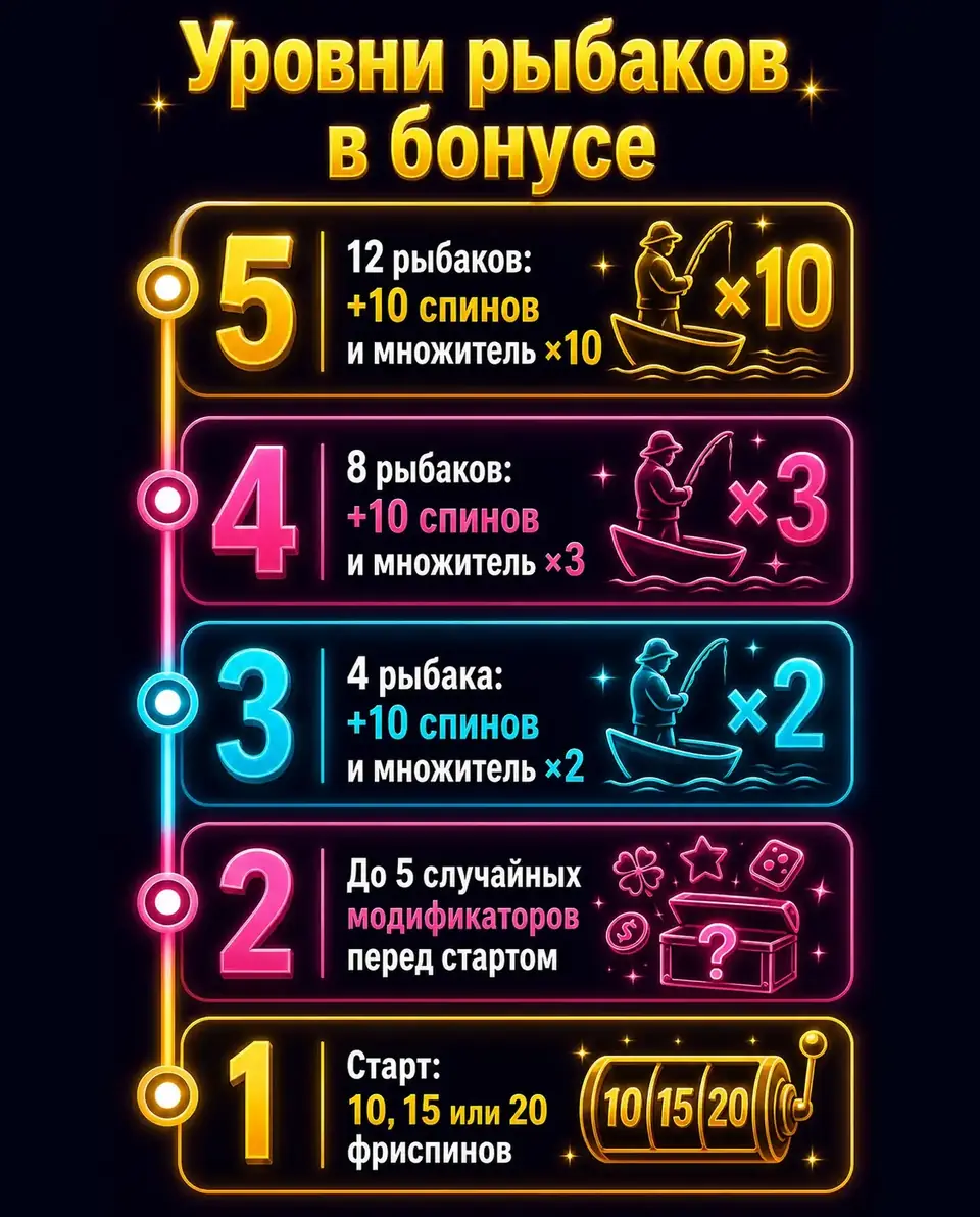 Лестница уровней бонуса Big Bass Halloween 2 до множителя ×10