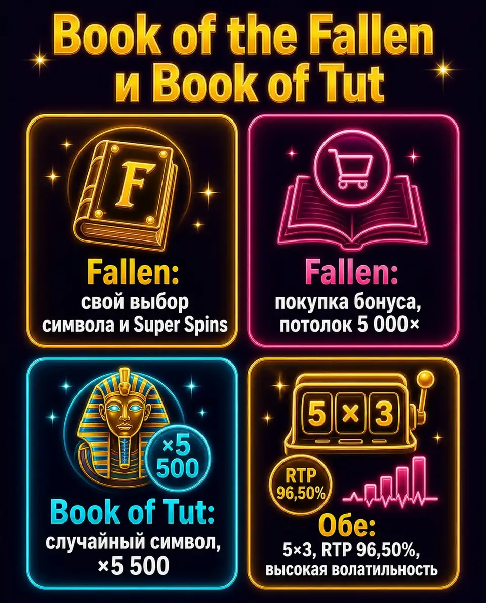 Карточки сравнения Book of the Fallen и John Hunter and the Book of Tut