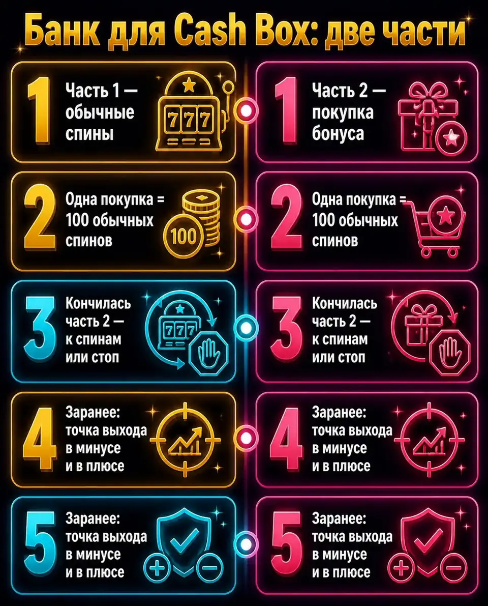 Деление банка в Cash Box на обычные спины и покупку бонуса