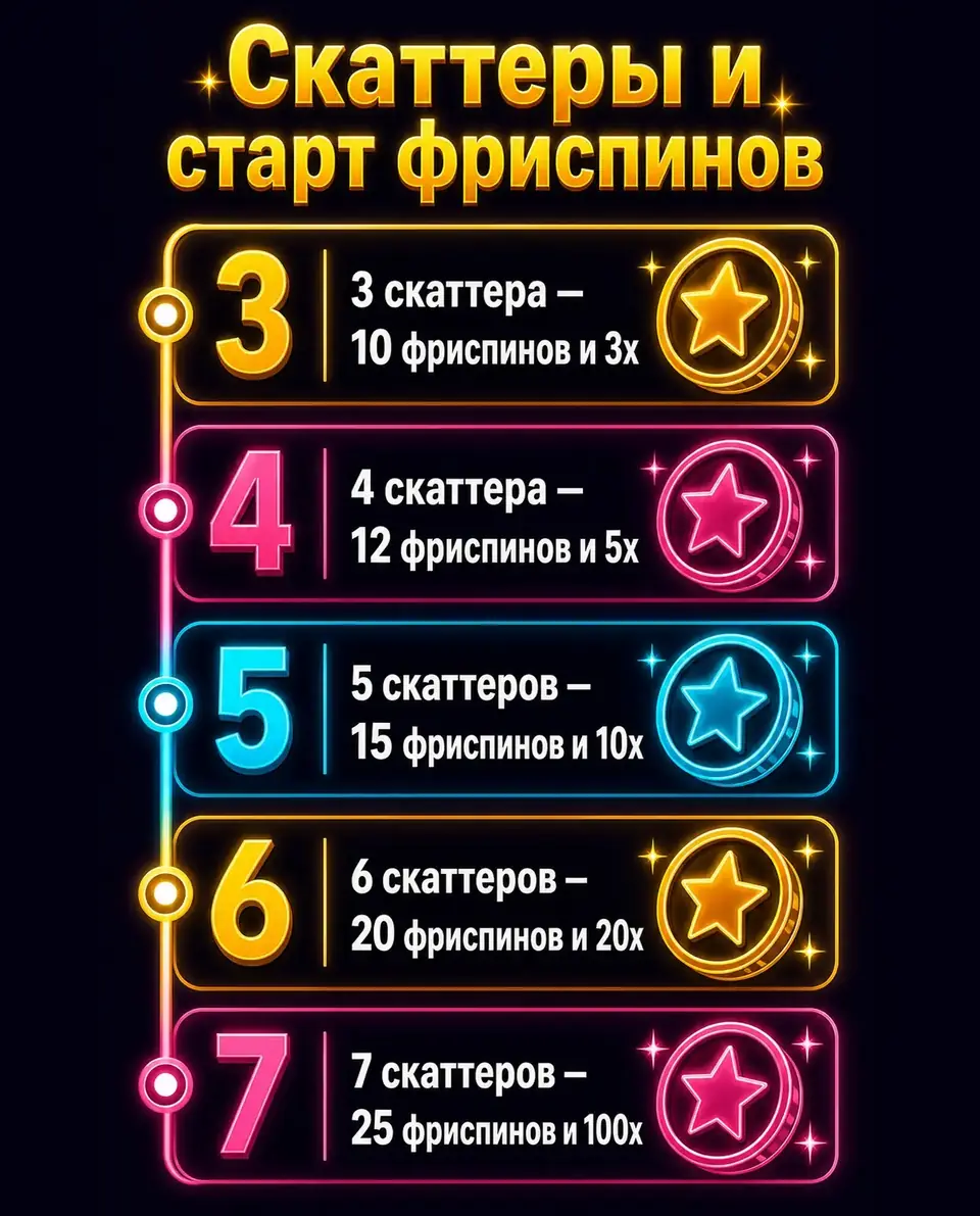 Лестница: число скаттеров, фриспины и выплата в Fruit Party 2