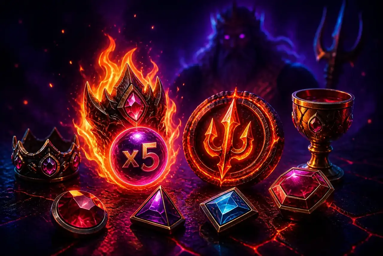 Символы Gates of Hades: огненный Wild с множителем, скаттер и сокровища Аида