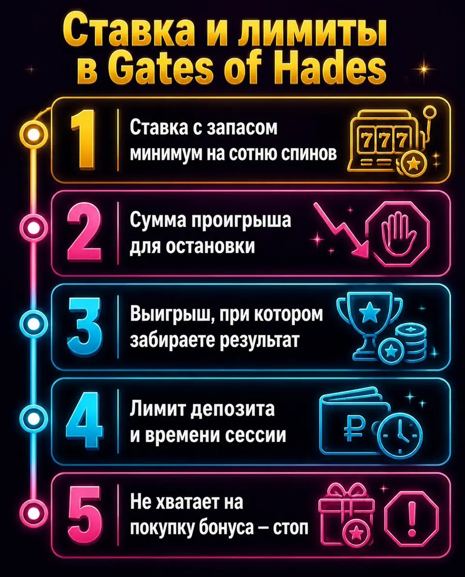 Порядок выбора ставки, бюджета и лимитов для Gates of Hades