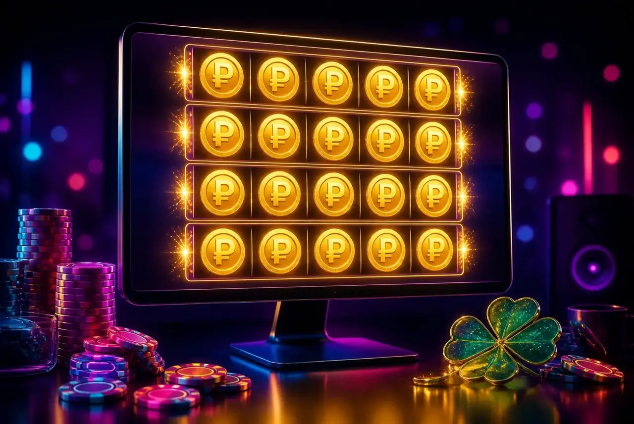 Монитор с демо-режимом Gold Party: четыре поля с золотыми монетами