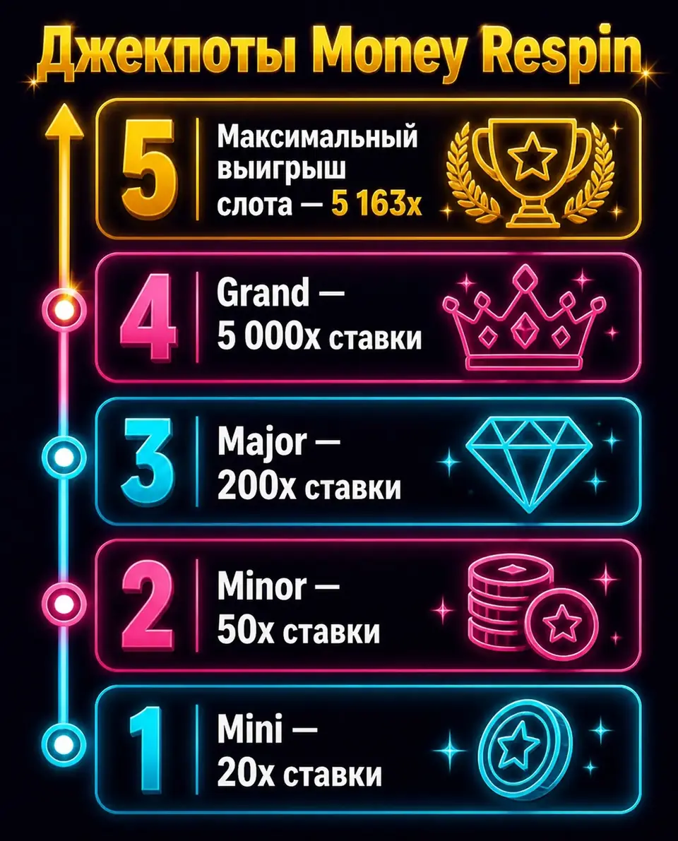 Лестница фиксированных джекпотов Gold Party от Mini до Grand