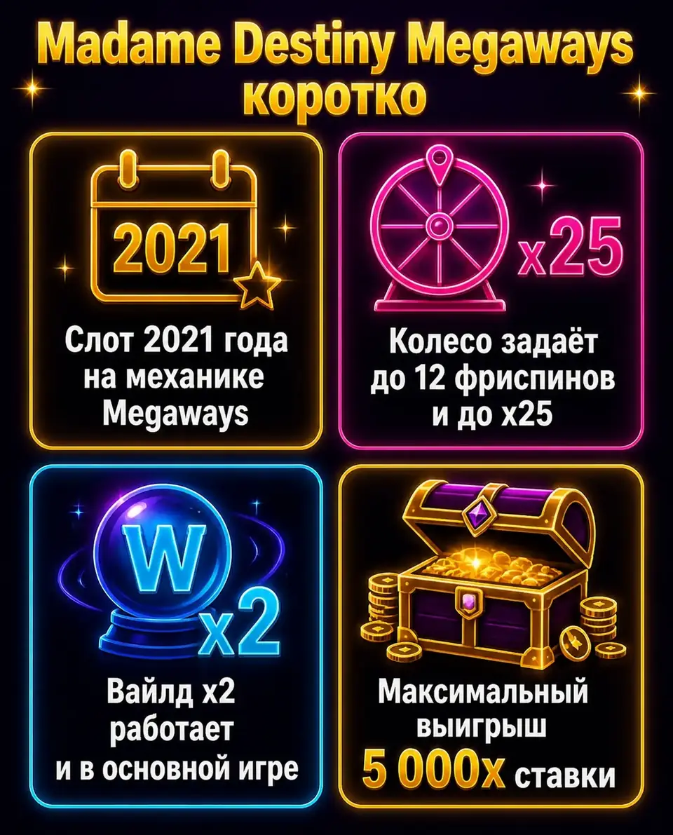Ключевые факты обзора Madame Destiny Megaways