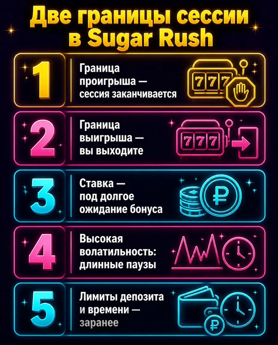 Границы проигрыша и выигрыша для сессии в Sugar Rush