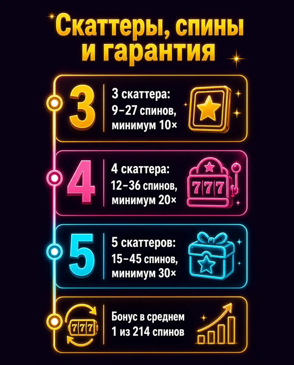 Шкала фриспинов и гарантированного минимума в The Hand of Midas