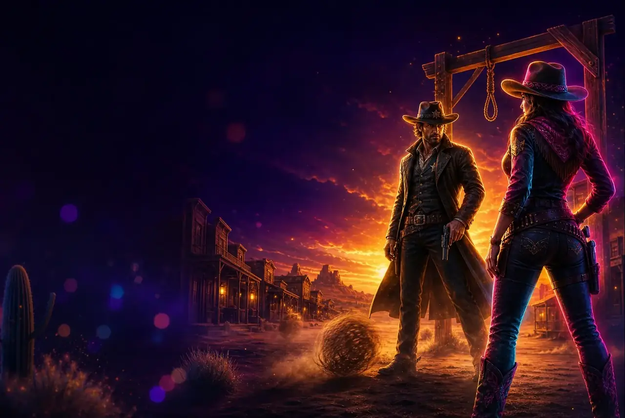 Шериф и ковбойша на дуэли в городке фронтира — Wild West Duels
