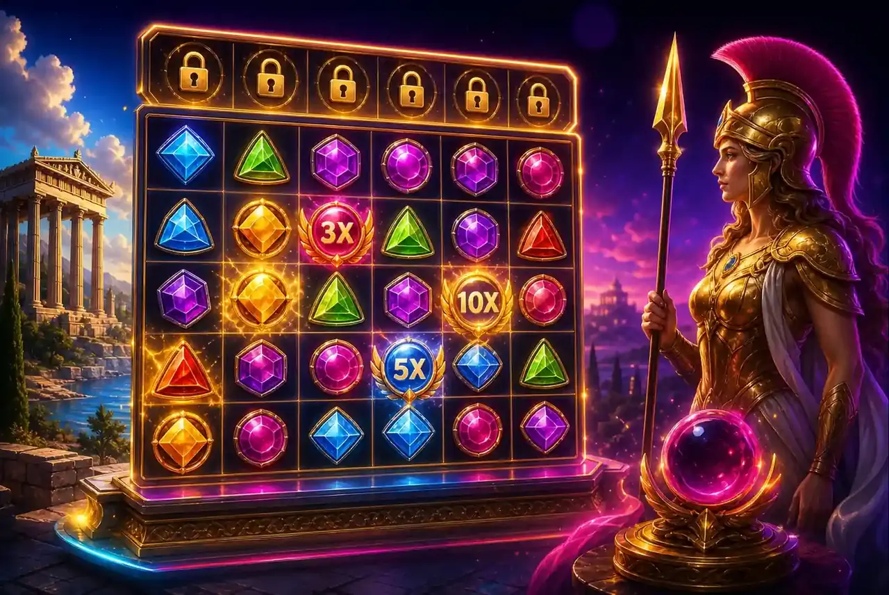 Сетка с верхним рядом и Афина справа в Wisdom of Athena 1000