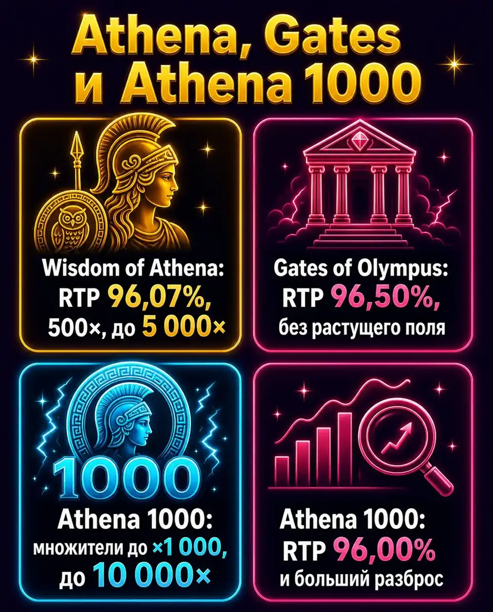 Сравнение Wisdom of Athena с Gates of Olympus и Wisdom of Athena 1000